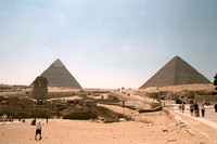 Sphinx with Khafre  and Khuhu Pyramids-2
