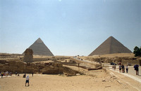 Sphinx with Khafre  and Khuhu Pyramids